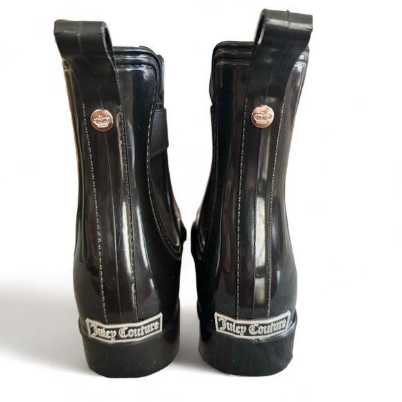 Juicy Couture Tarain Ankle Chelsea Rain Boots Solid Black Pull-On Sz 7 - Picture 4 of 12